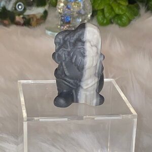 Black and White Jasper Santa Figurine